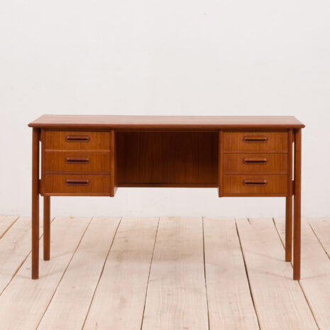 21163 Danish mid century modern desk in teak with 6 drawers, 1960s-6 Danish mid century modern desk in teak with drawers s scaled