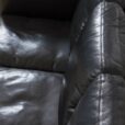 Vintage Danish Stouby sofa in thick black aniline leather scaled