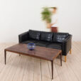 Vintage Danish Stouby sofa in thick black aniline leather scaled