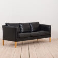 Vintage Danish Stouby sofa in thick black aniline leather scaled