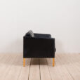 Vintage Danish Stouby sofa in thick black aniline leather scaled