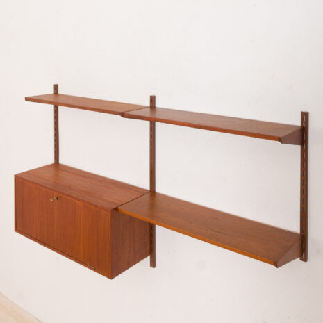 21141 2 bay Kai Kristiansen for FM Mobler teak wall unit with a secretary desk and 3 shelves-15 bay Kai Kristiansen for FM Mobler teak wall unit with a secretary desk and shelves scaled