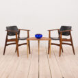 Pair of teak chairs in black aniline leather Arne Vodder s  scaled