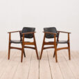 Pair of teak chairs in black aniline leather Arne Vodder s  scaled