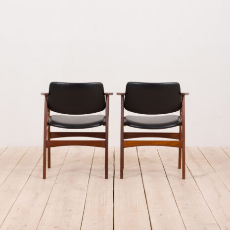 21176 Pair of teak chairs in black aniline leather, Arne Vodder, 1960s-7 Pair of teak chairs in black aniline leather Arne Vodder s scaled