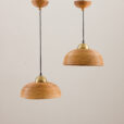 Pair of Gabriella Crespi Bamboo Rattan pendants with brass s  scaled