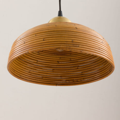 21182 Para bambusowych rattanowych wisiorków Gabriella Crespi z mosiądzem, lata 1970-3 Pair of Gabriella Crespi Bamboo Rattan pendants with brass s scaled