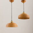 Pair of Gabriella Crespi Bamboo Rattan pendants with brass s  scaled