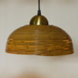Pair of Gabriella Crespi Bamboo Rattan pendants with brass s  scaled