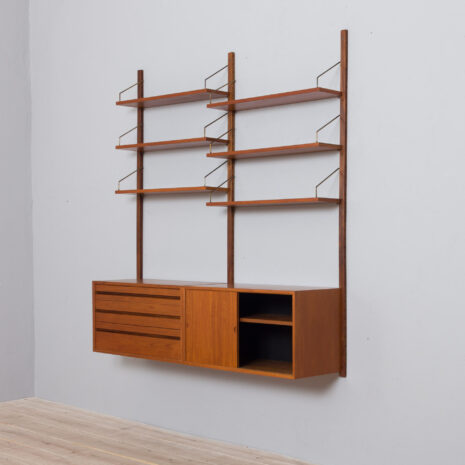 21184 Royal Cadovius 2 bay teak wall unit with 2 cabinets and 4 shelves, 60s-9 Royal Cadovius bay teak wall unit with cabinets and shelves s scaled