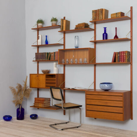 21186 Royal Cadovius 3 bay wall unit with 3 cabinets and 9 shelves, 1960s-2 Royal Cadovius bay wall unit with cabinets and shelves s scaled