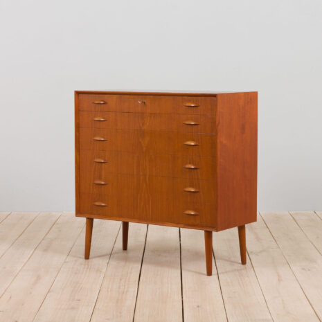 21205 Duńska komoda z drewna tekowego w stylu vintage z uchwytami w kształcie migdałów, 60s-1-3 Danish vintage teak chest of drawers with almond shaped handles s scaled