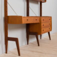 Scandinavian Ergo teak wall unit with a desk and cabinets scaled