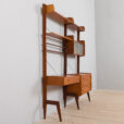 Scandinavian Ergo teak wall unit with a desk and cabinets scaled
