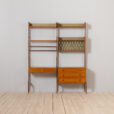 Scandinavian Ergo teak wall unit with a desk and cabinets scaled