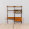 Scandinavian Ergo teak wall unit with a desk and cabinets scaled