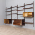 Rosewood wall unit by Hansen Guldborg  bay shelving system with  shelves and  cabinets  scaled