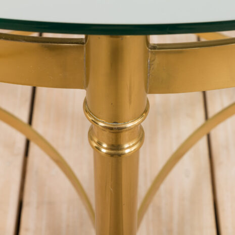 21210 Brass and glass Italian round coffee table by Maison Charles-5 Brass and glass Italian round coffee table by Maison Charles scaled