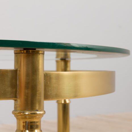 21210 Brass and glass Italian round coffee table by Maison Charles-6 Brass and glass Italian round coffee table by Maison Charles scaled