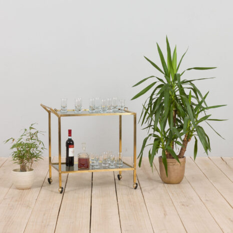 21211 Włoski mosiężny wózek barowy z połowy wieku z przenośną tacą, 1960s-1 Italian mid century brass bar cart with portable tray s scaled
