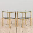 Pair of Italian brass and glass Hollywood regency style nightstands or side tables  scaled