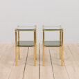 Pair of Italian brass and glass Hollywood regency style nightstands or side tables  scaled