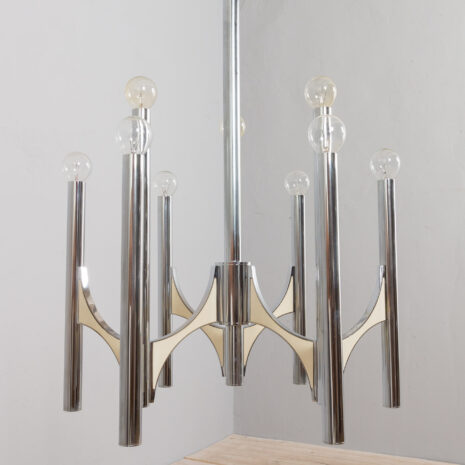 21215 Włoski chromowany żyrandol Gaetano Sciolari lampa wisząca, lata 60-te, 70s-4 Italian chrome chandelier by Gaetano Sciolari pendant lamp s s scaled