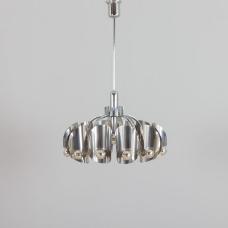 Space Age Sciolari chandelier in chrome with mirror led bulbs  scaled