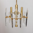 Pair of Italian mid century Gaetano Sciolari chandeliers in brass and crystals s s  scaled