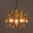 Pair of Italian mid century Gaetano Sciolari chandeliers in brass and crystals s s  scaled