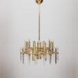 Big Italian mid century Gaetano Sciolari chandelier in brass and crystals s s  scaled
