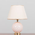 Italian swirl pink Murano glass table lamp with brass details  scaled