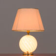 Italian swirl pink Murano glass table lamp with brass details  scaled