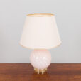 Italian swirl pink Murano glass table lamp with brass details  scaled