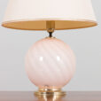 Italian swirl pink Murano glass table lamp with brass details  scaled