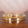 Italian swirl pink Murano glass table lamp with brass details  scaled