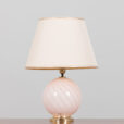 Italian swirl pink Murano glass table lamp with brass details  scaled