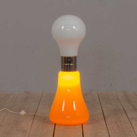21224 Lampadaire Brillo de Carlo Nason pour Mazzega en verre de Murano blanc et orange-2 Brillo floor lamp by Carlo Nason for Mazzega in white and orange Murano glass scaled