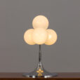 Italian Space Age table lamp in chrome and opaline glass in style of Goffredo Reggiani scaled
