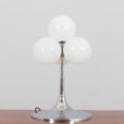 Italian Space Age table lamp in chrome and opaline glass in style of Goffredo Reggiani scaled