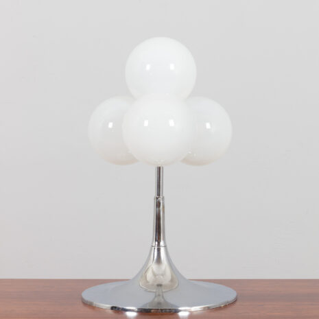 Italian Space Age table lamp in chrome and opaline glass in style of Goffredo Reggiani  scaled