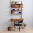 Danish excellent teak wall unit with a desk with drawers scaled