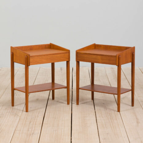 Pair of Borge Mogensen teak nightstands with a shelf and drawer  scaled
