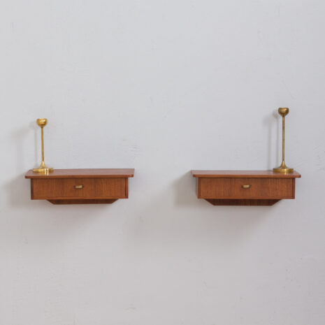 21241 Pair of Danish teak wall hanging nightstands night tables-1 Pair of Danish teak wall hanging nightstands night tables scaled