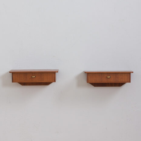 21241 Pair of Danish teak wall hanging nightstands night tables-3 Pair of Danish teak wall hanging nightstands night tables scaled