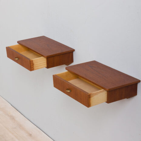 21241 Pair of Danish teak wall hanging nightstands night tables-6 Pair of Danish teak wall hanging nightstands night tables scaled
