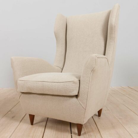 21247 Pair of Gio Ponti Wingback lounge chairs reupholstered in Belgium linen -15 Pair of Gio Ponti Wingback lounge chairs reupholstered in Belgium linen scaled