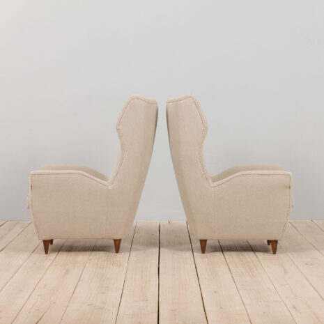 21247 Pair of Gio Ponti Wingback lounge chairs reupholstered in Belgium linen -4 Pair of Gio Ponti Wingback lounge chairs reupholstered in Belgium linen scaled