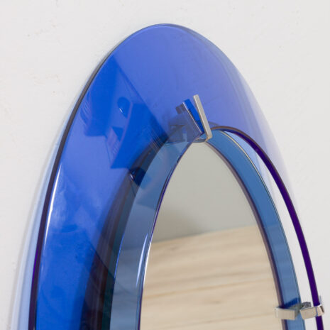21248 Okrągłe lustro Fontana Arte z niebieską szklaną ramą, Włochy, lata 1950-6 Round Fontana Arte mirror with blue glass frame Italy s scaled