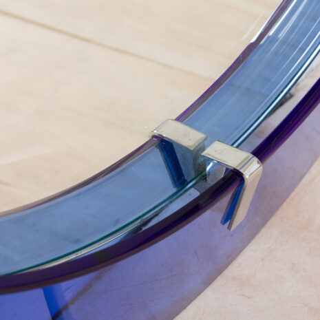 21248 Okrągłe lustro Fontana Arte z niebieską szklaną ramą, Włochy, lata 1950-8 Round Fontana Arte mirror with blue glass frame Italy s scaled